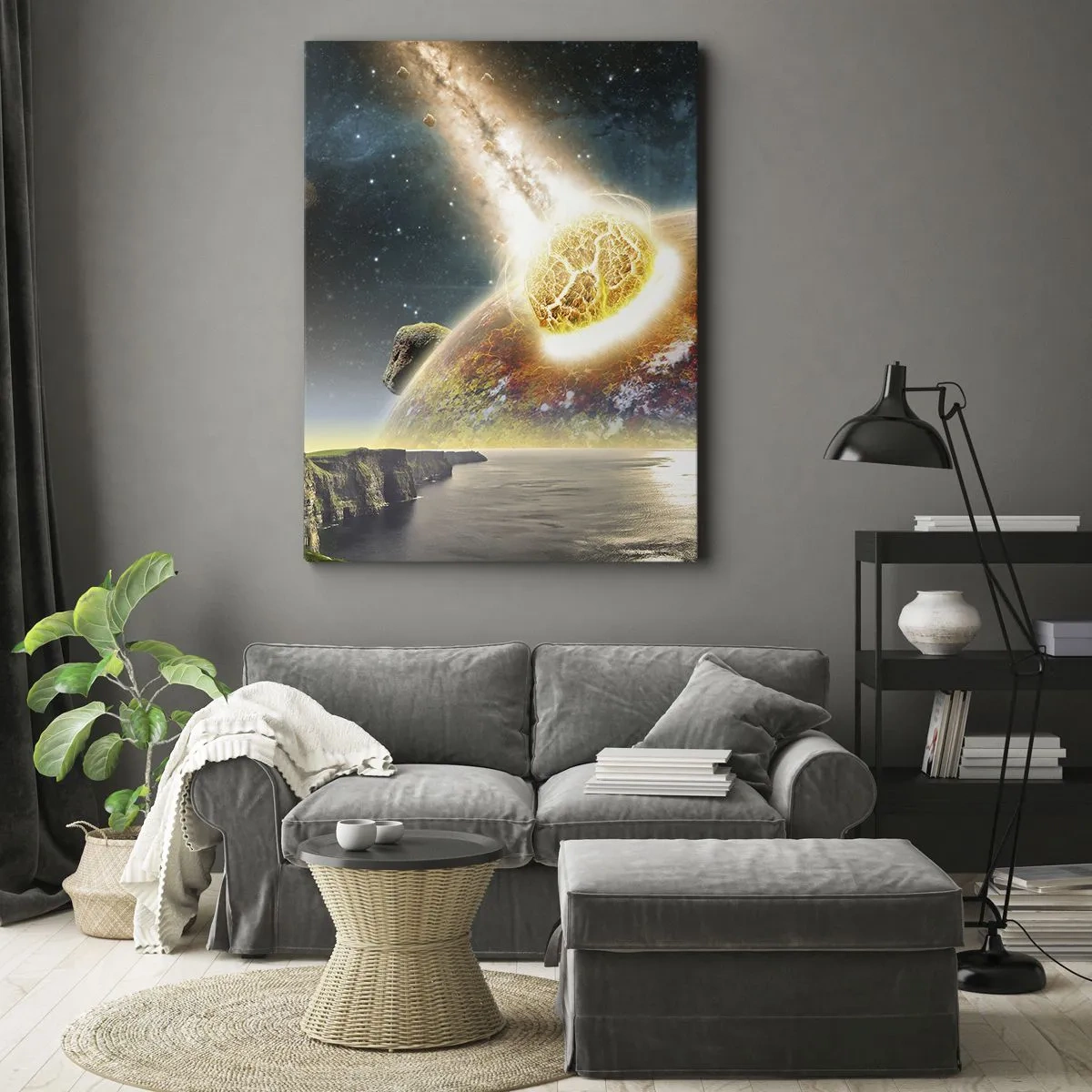 Schilderen op canvas - Kosmisch drama - 55x100 cm