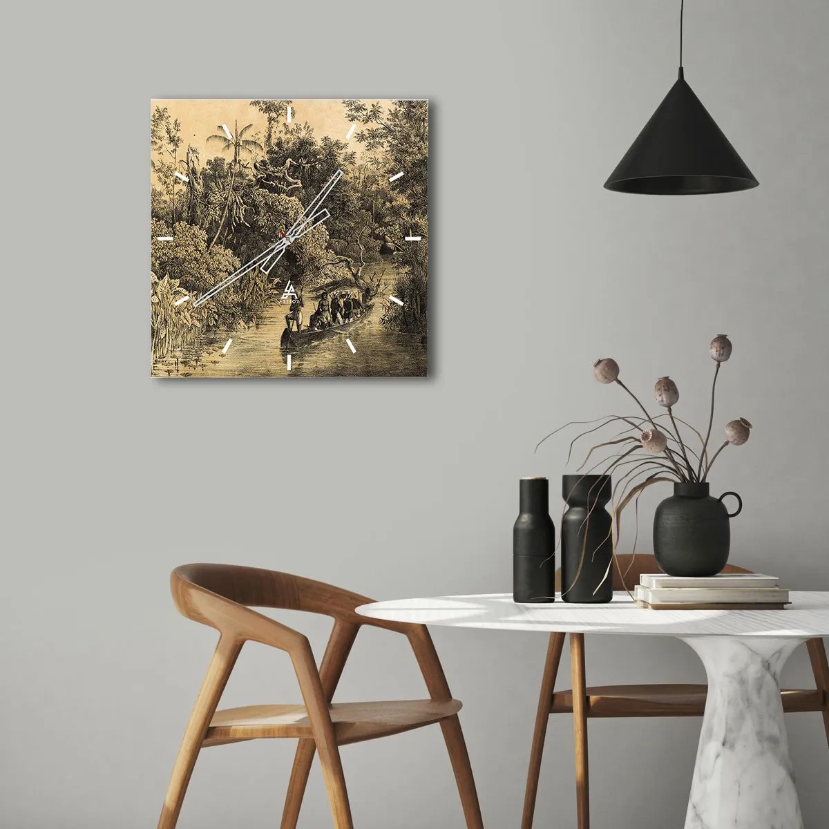 Wandklok - Klok - Expeditie naar de bron - 40x40 cm