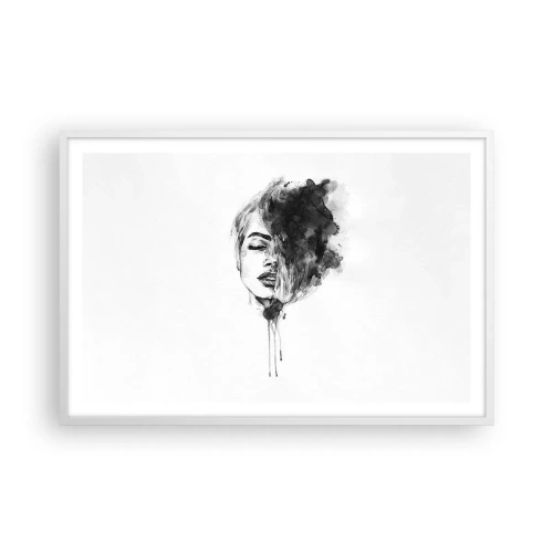 Poster in een witte lijst - Waar droomt het meisje over? - 91x61 cm