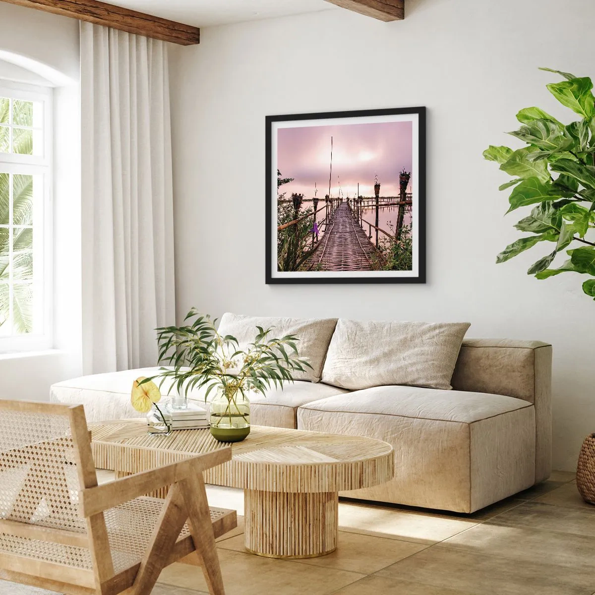 Poster in een zwarte lijst - Rust en stilte van Azië - 40x40 cm