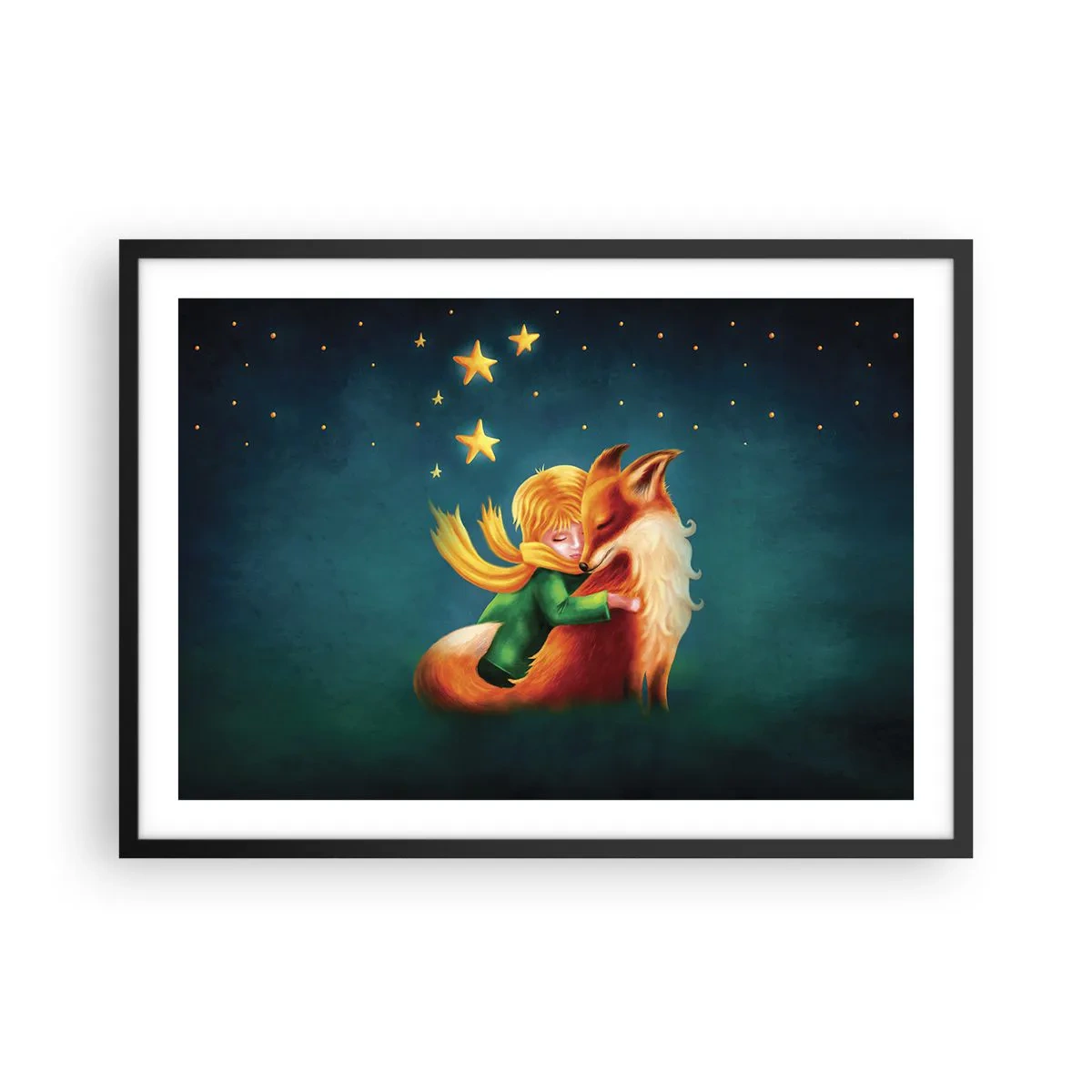 Poster in een zwarte lijst - Kleine Prins - 70x50 cm
