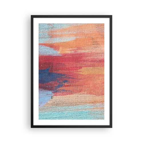 Poster in een zwarte lijst - Abstracte verfstreken in warme en koele tinten - 50x70cm - Ren door de regenboog - Moderne wanddecoratie voor woonkamer en slaapkamer ARTTOR
