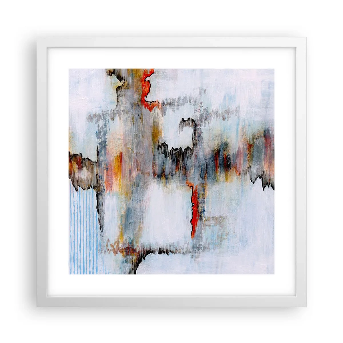 Poster in een witte lijst - Een stok op het water - 40x40 cm