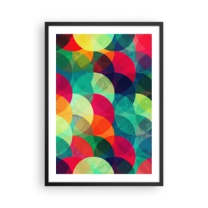 Poster in een zwarte lijst - Abstracte, kleurrijke cirkels die elkaar overlappen - 50x70cm - Beklimming naar de regenboog - Moderne wanddecoratie voor woonkamer en slaapkamer ARTTOR