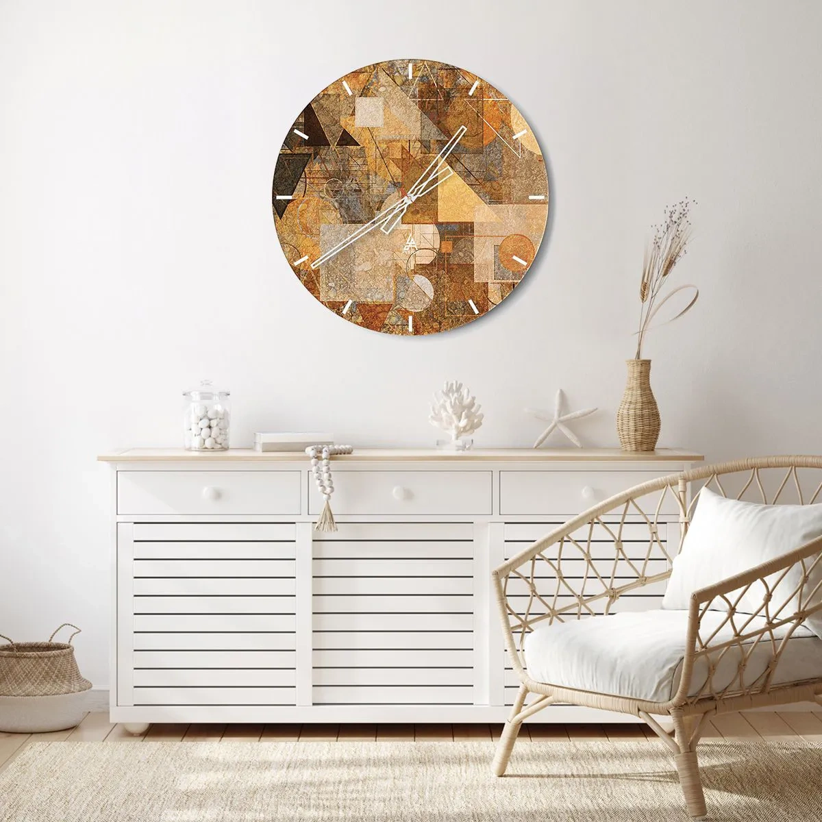 Wandklok - Klok - Een kubistische studie van brons - 30x30 cm