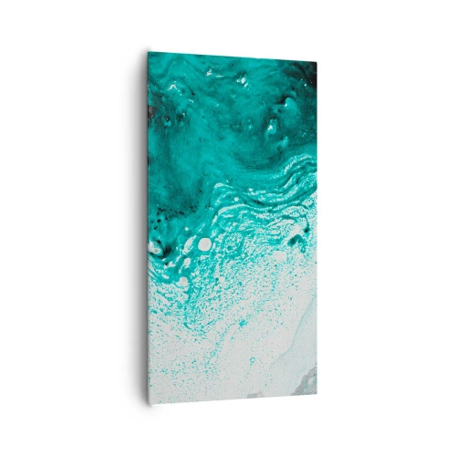 Schilderen op canvas - Versmelten in wit en turkoois - 65x120 cm
