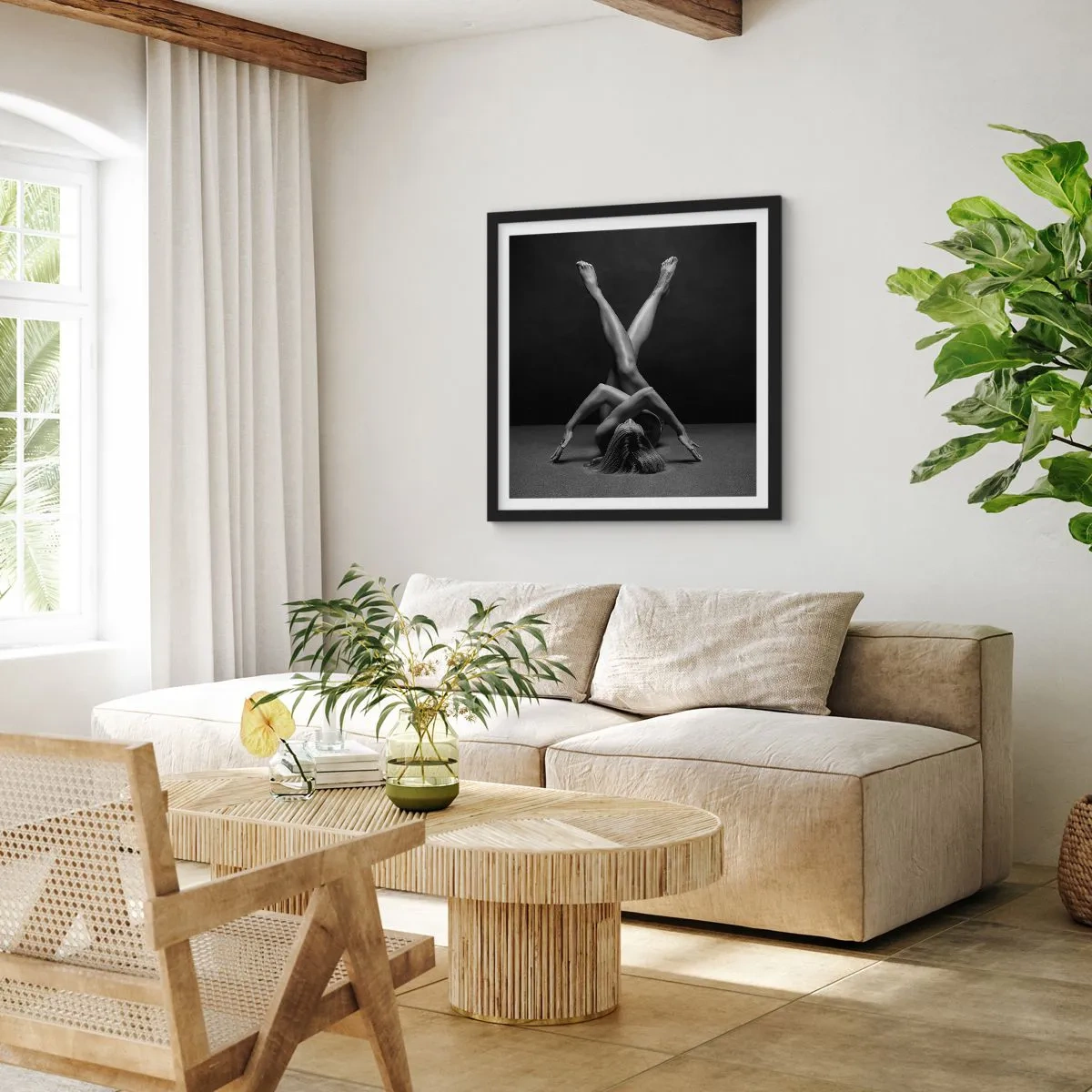 Poster in een zwarte lijst - De geometrie van naaktheid - 30x30 cm