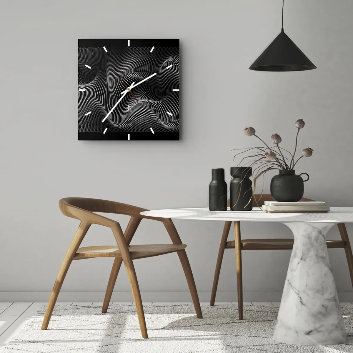 Wandklok - Klok - Dans van licht in de ruimte - 30x30 cm