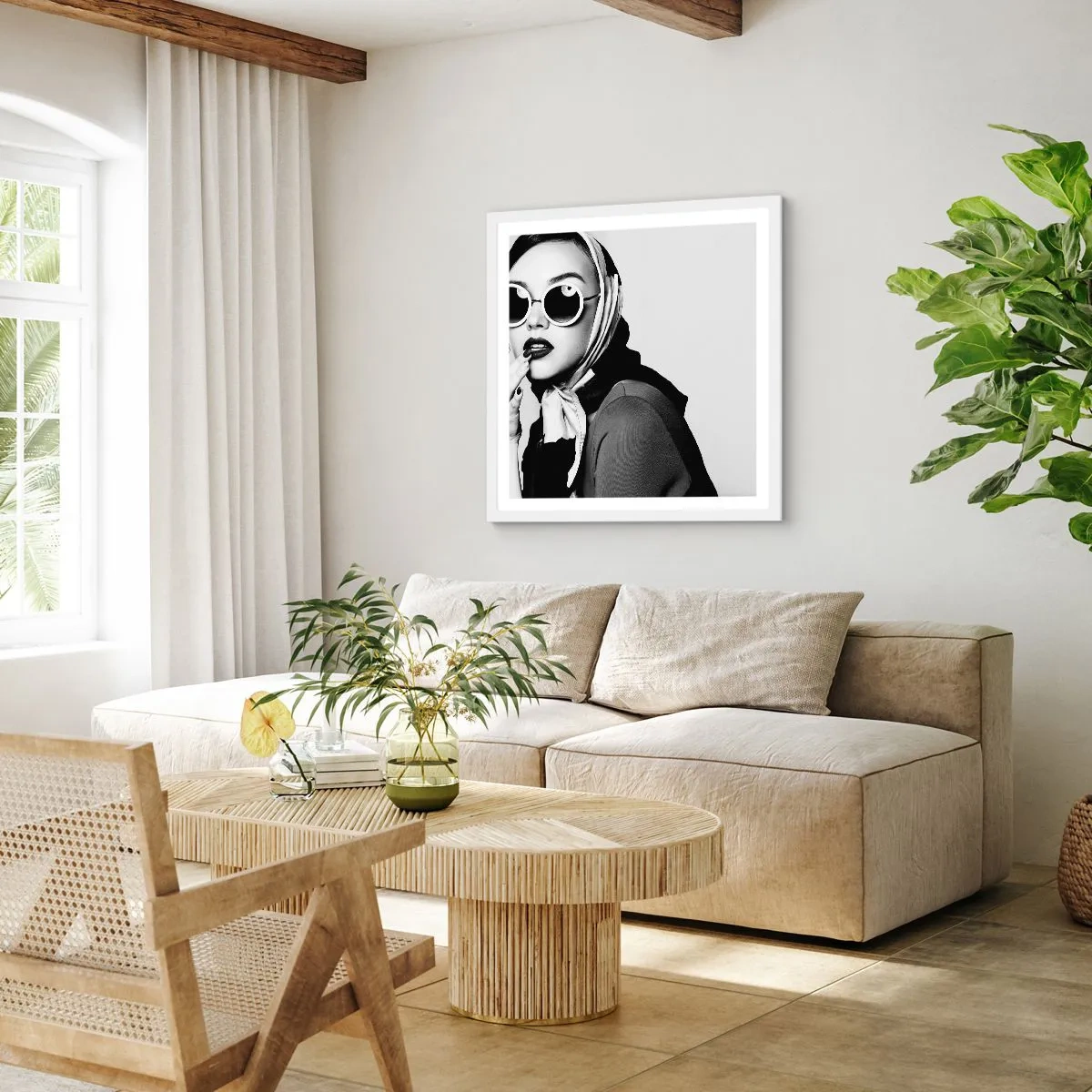 Poster in een witte lijst - Groeten uit de jaren 60 - 40x40 cm