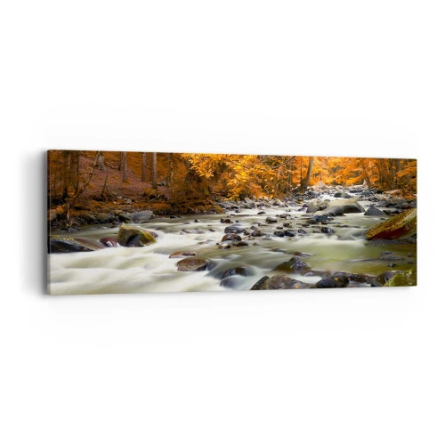 Schilderen op canvas - Een stroom in een gouden bos - 90x30 cm