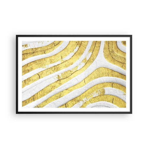 Poster in een zwarte lijst - Compositie in wit en goud - 91x61 cm