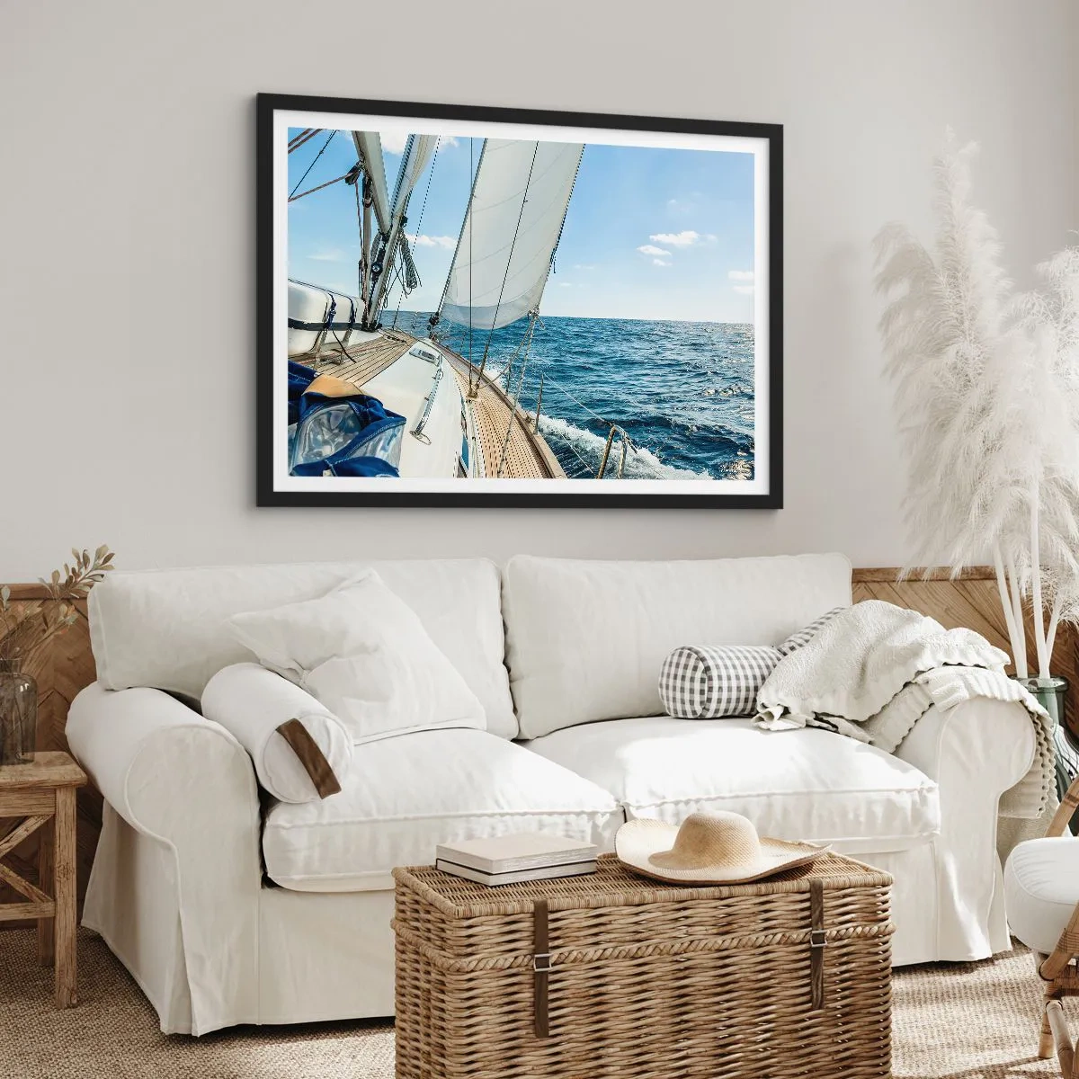 Poster in een zwarte lijst - Ahoi, avontuur - 100x70 cm