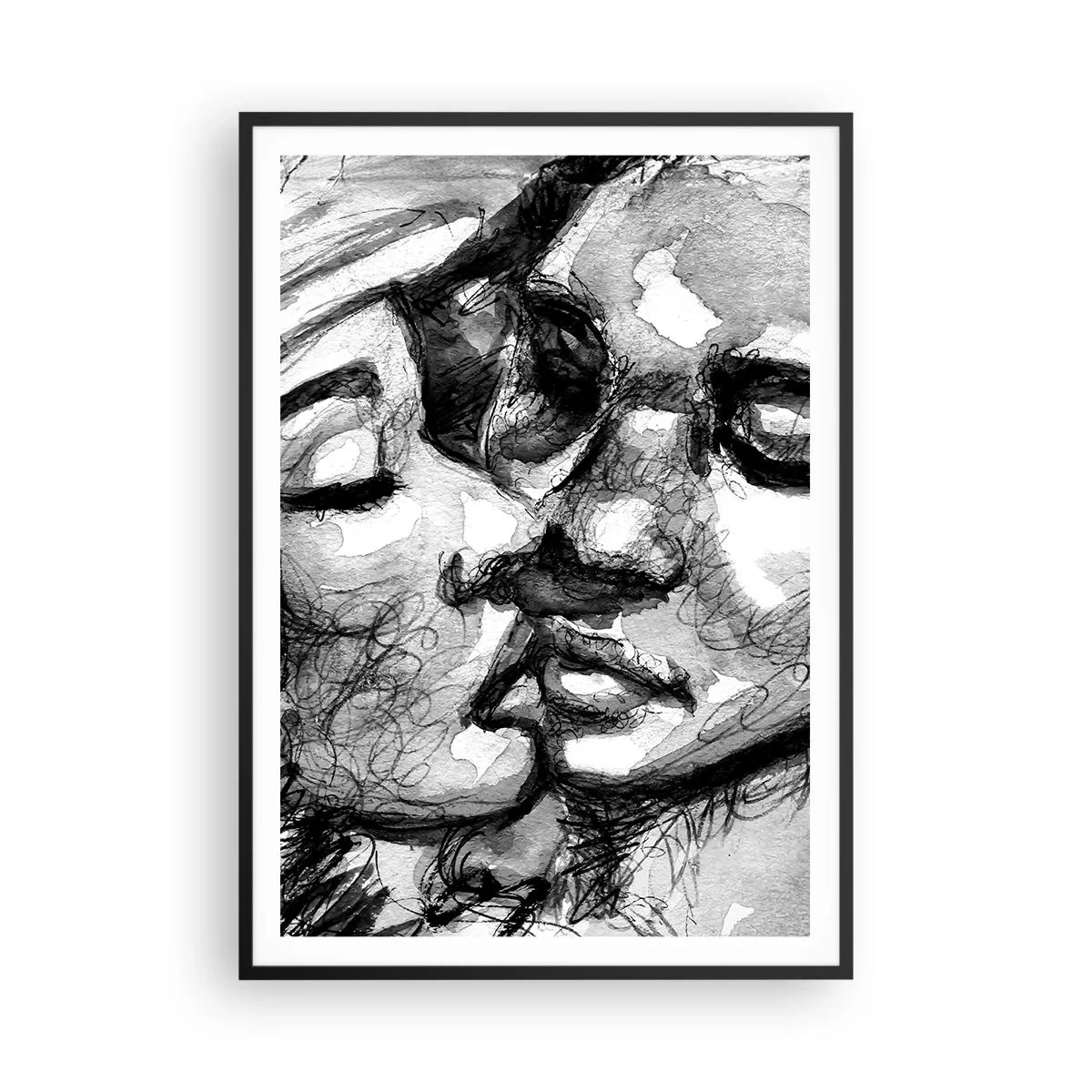 Poster in een zwarte lijst - Een teder moment - 70x100 cm