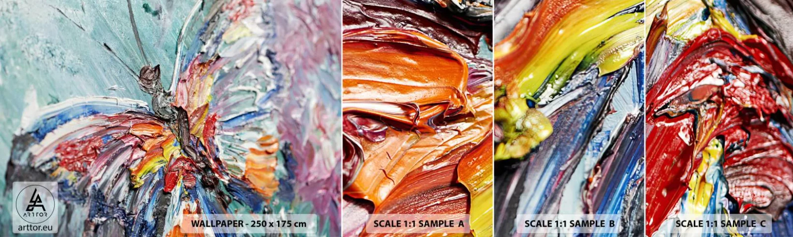 Fotobehang Monster Zelfklevend Deluxe Sticker - Geschilderd door de natuur - Abstractie, Vlinder, Deel - 100x30 cm