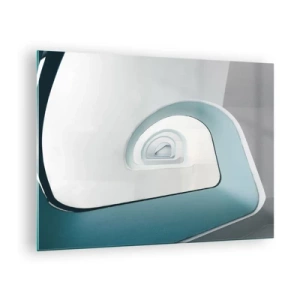 Schilderen op glas - Een moderne trap in een abstract perspectief - 70x50cm - Naar de bodem van de blauwe - Moderne wanddecoratie voor woonkamer en slaapkamer ARTTOR