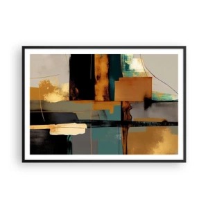 Poster in een zwarte lijst - Abstractie – licht en schaduw - 100x70 cm
