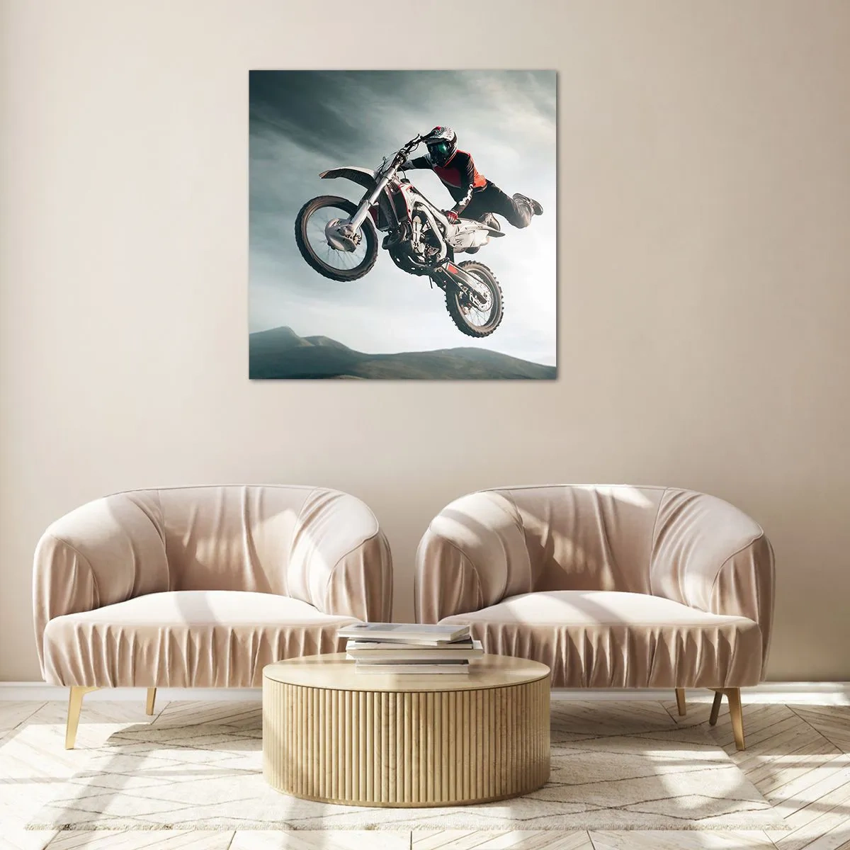 Schilderen op glas - Er is geen plezier zonder risico - 70x70 cm