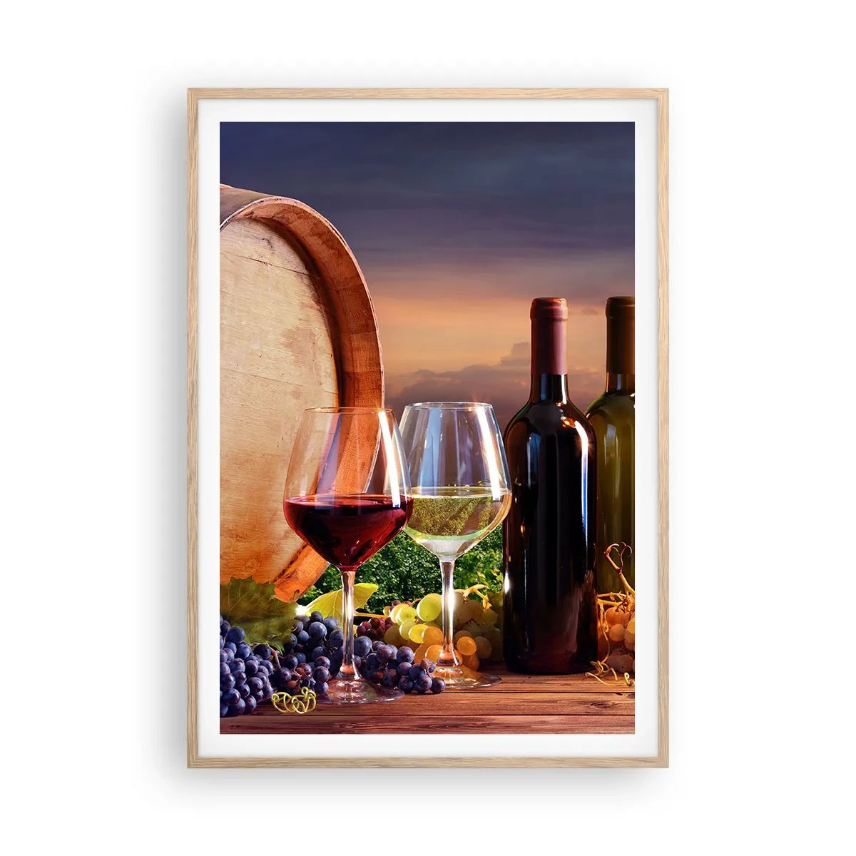 Een poster in een licht eiken lijst - Het leven smaakt hier - 70x100 cm