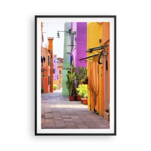 Poster in een zwarte lijst - Regenboogsteeg - 61x91 cm