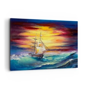 Schilderen op canvas - Dapper onder de golven - 100x70 cm