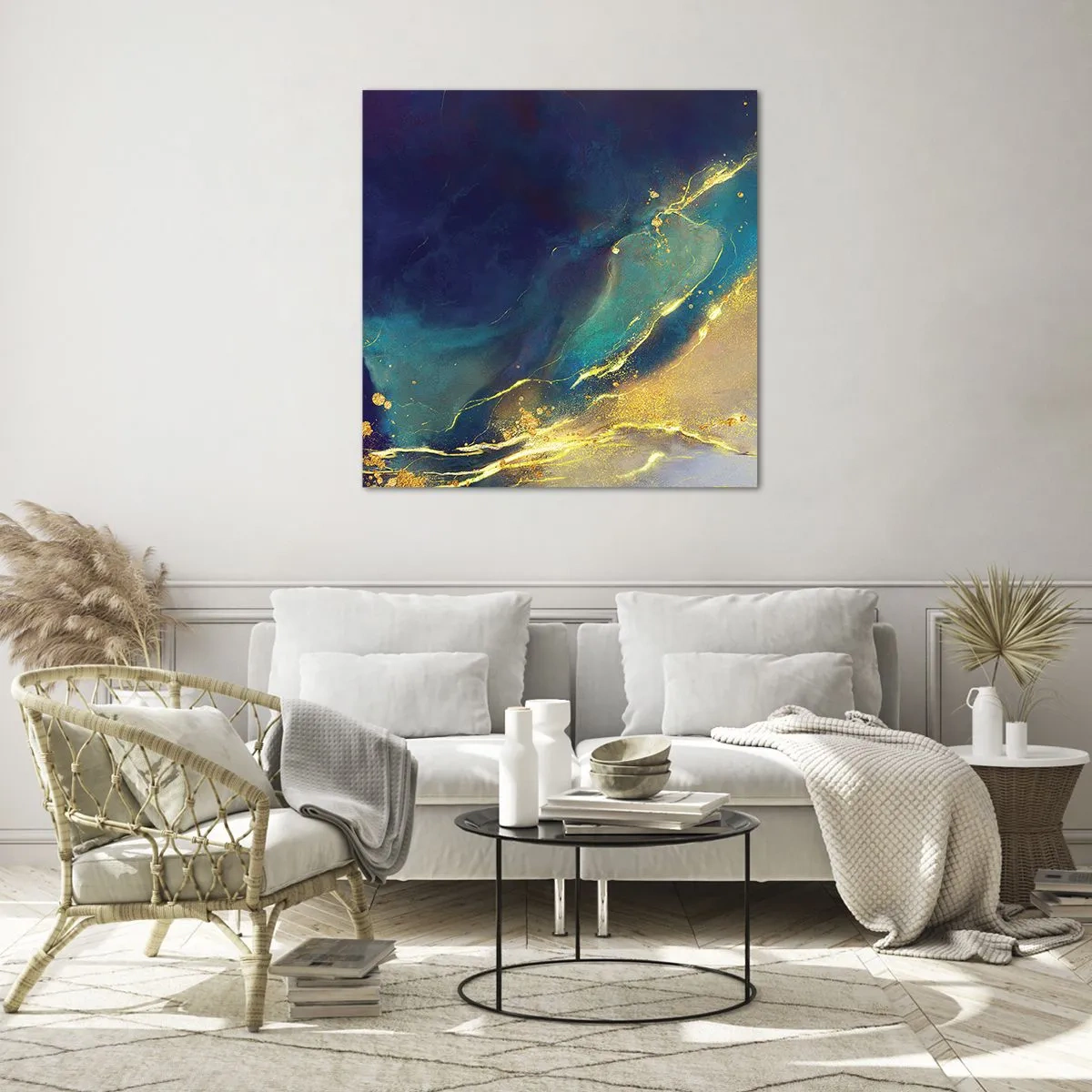 Schilderen op glas - De gouden poel - 50x50 cm