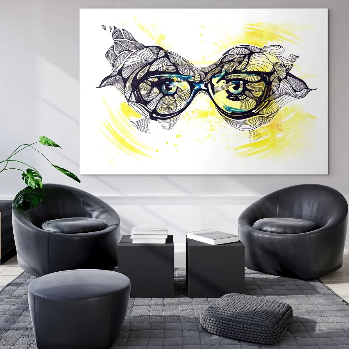 Schilderen op glas - Door een blauwe bril - 120x80 cm