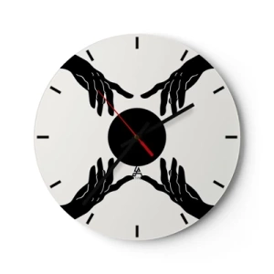 Wandklok - Klok - Zwarte handen rond een donkere cirkel op een lichte achtergrond - 30x30cm - Geheim teken - Moderne wanddecoratie voor woonkamer, keuken en slaapkamer ARTTOR