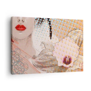 Schilderen op canvas - Abstract kunstwerk met een mond- en orchideeënmotief - 70x50cm - Stripboek heroïne - Moderne wanddecoratie voor woonkamer en slaapkamer ARTTOR