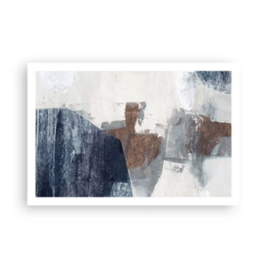 Poster - Blauwe en bruine vormen - 91x61 cm