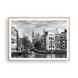 Een poster in een licht eiken lijst - Amsterdamse sferen - 100x70 cm
