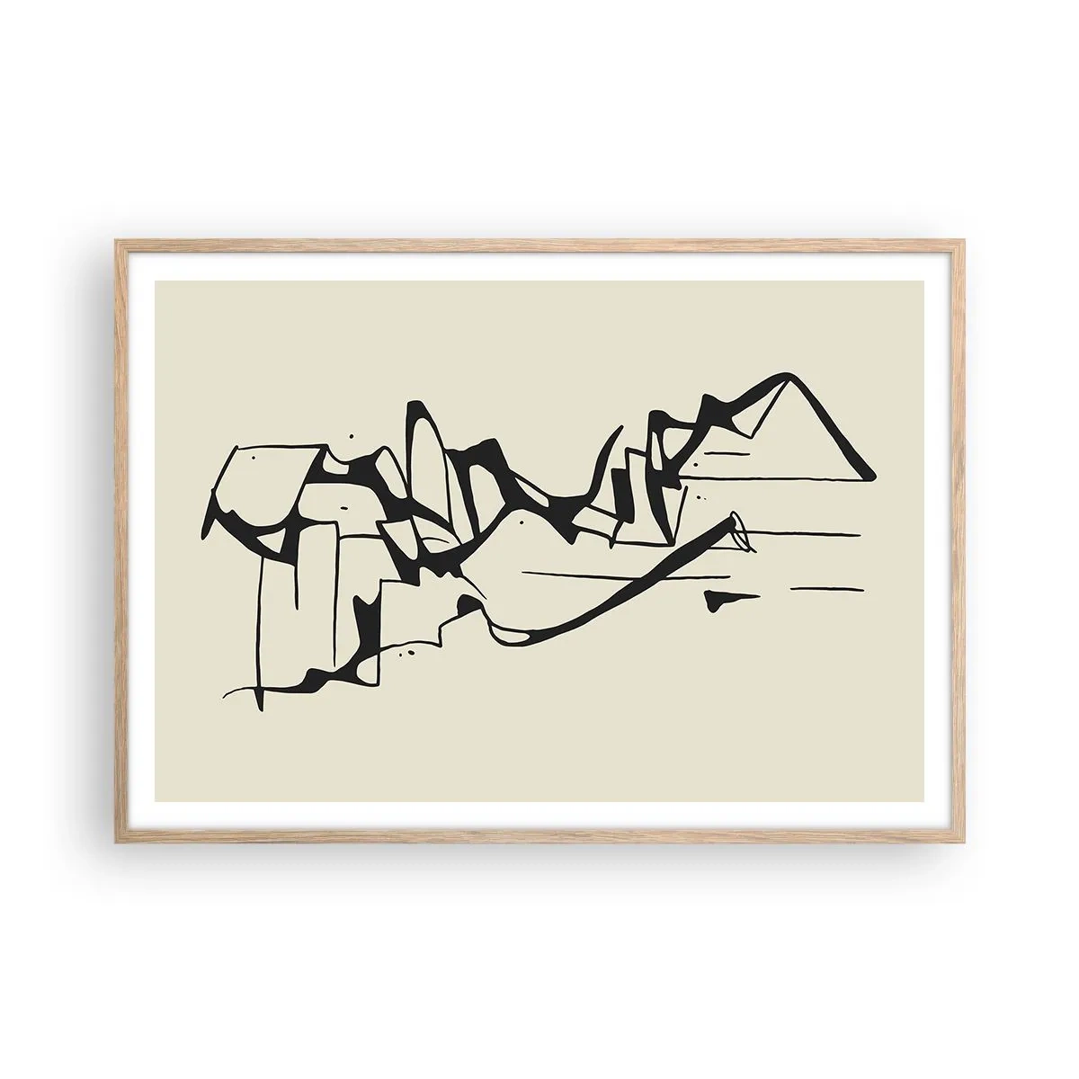 Een poster in een licht eiken lijst - Misschien een landschap - 100x70 cm