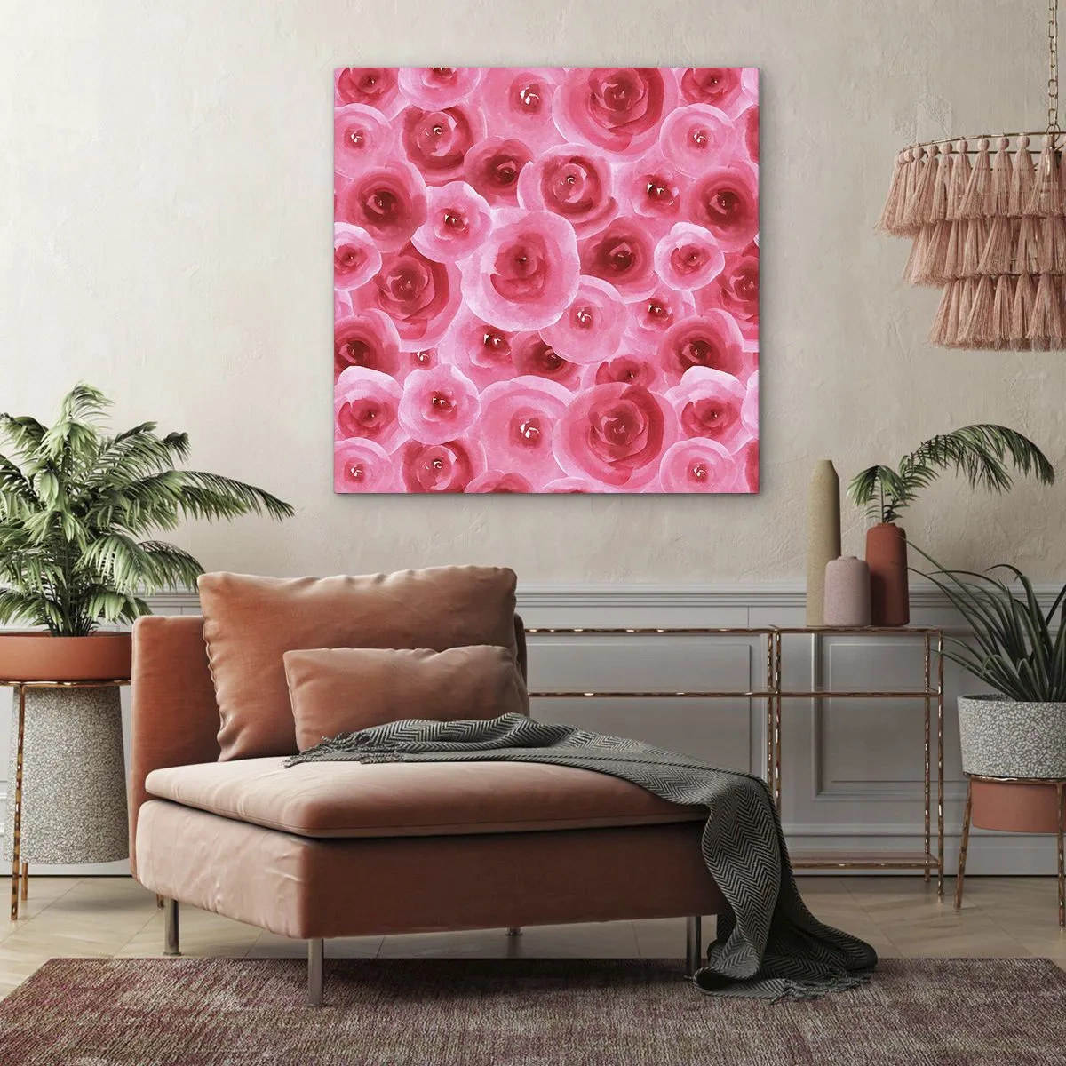 Schilderen op canvas - Rozen onder en boven - 30x30 cm