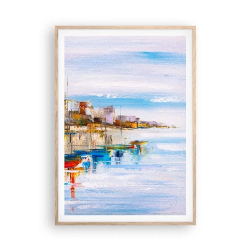 Een poster in een licht eiken lijst - Een veelkleurig stedelijk toevluchtsoord - 70x100 cm