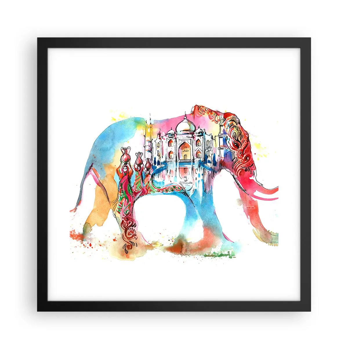 Poster in een zwarte lijst - India - de uitstraling van liefde - 40x40 cm