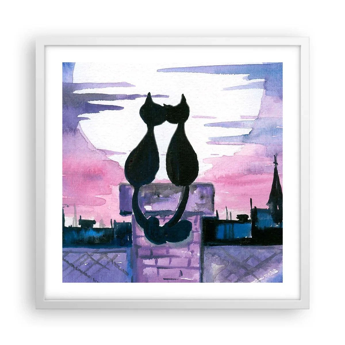 Poster in een witte lijst - Afspraak onder de maan - 50x50 cm