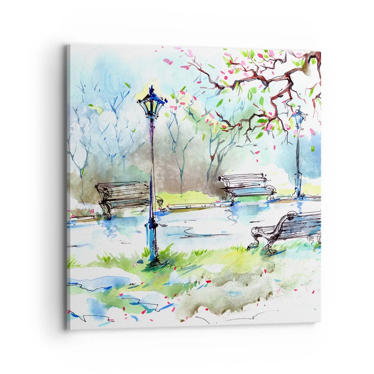 Schilderen op canvas - De charme van de stilte van het park - 70x70 cm