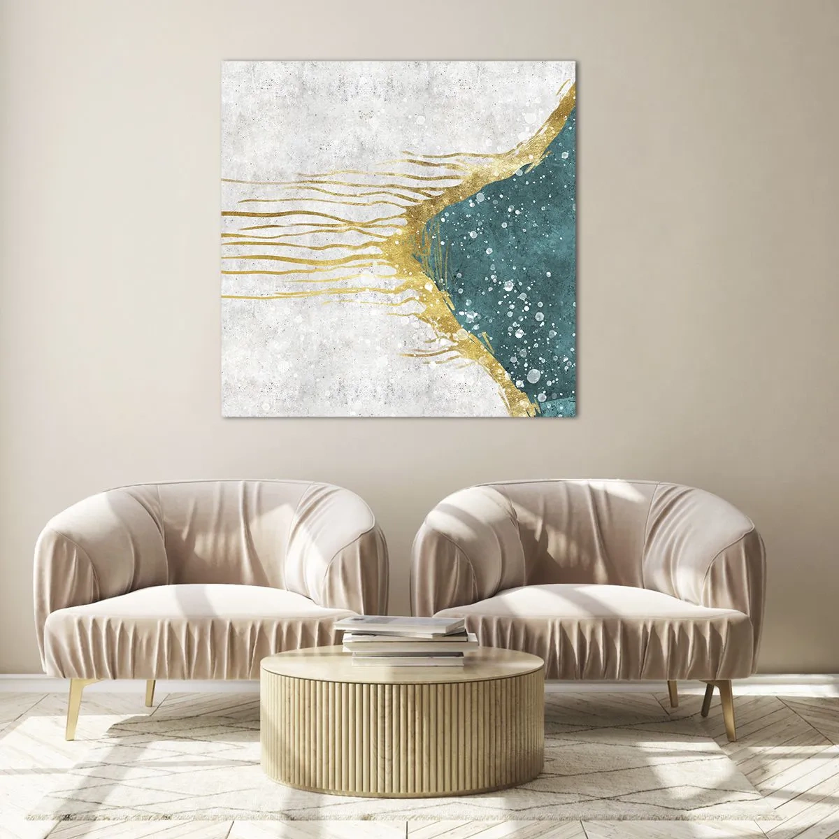 Schilderen op glas - Gouden vloed - 30x30 cm