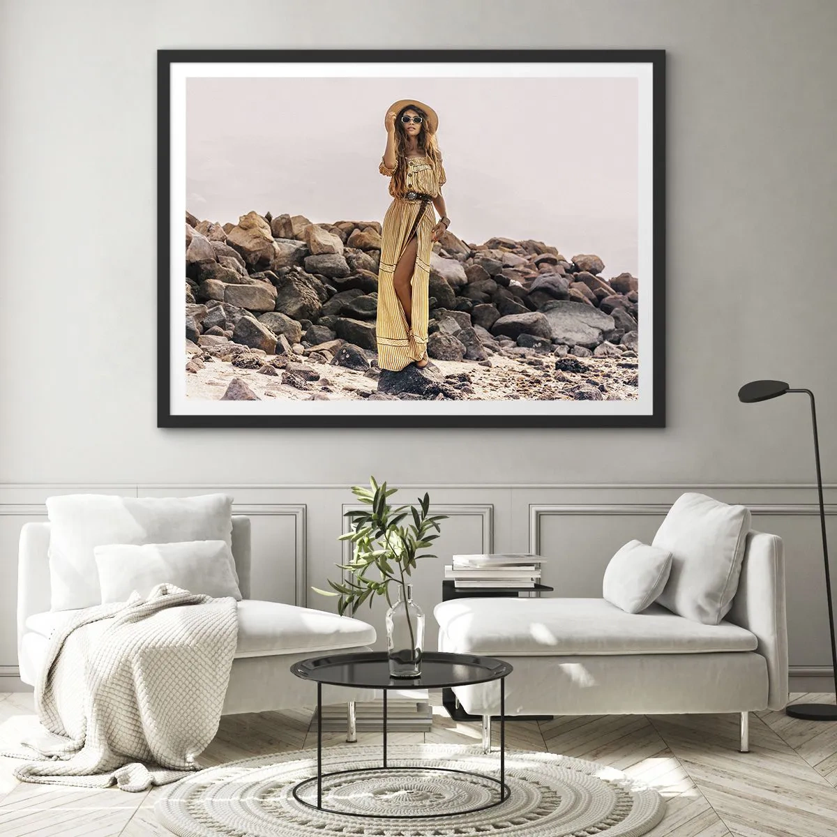 Poster in een zwarte lijst - De magie van stenen - 70x50 cm