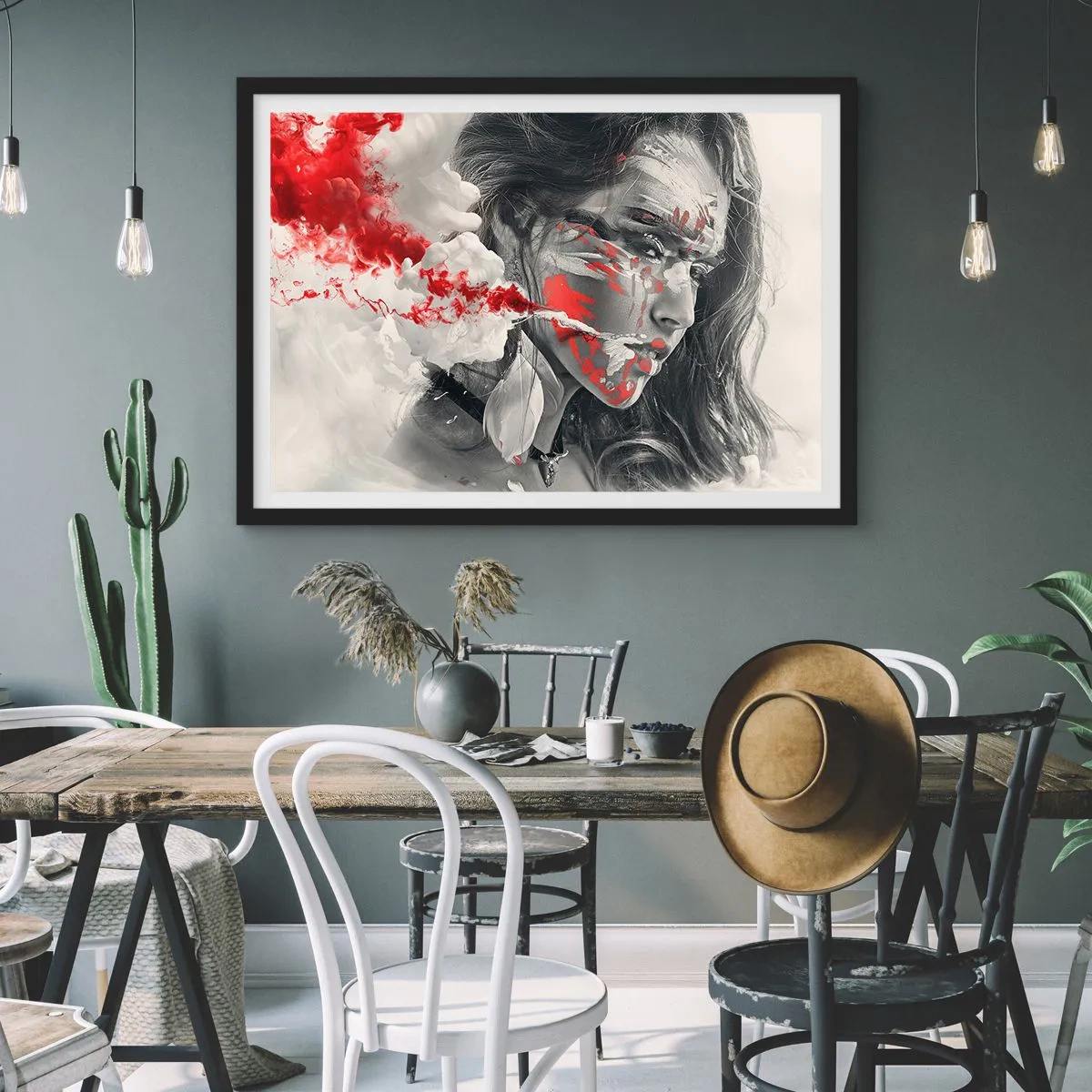 Poster in een zwarte lijst - In de dampen van absurditeit - 70x50 cm