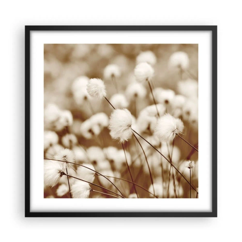 Poster in een zwarte lijst - Pluizig korenveld - 50x50 cm