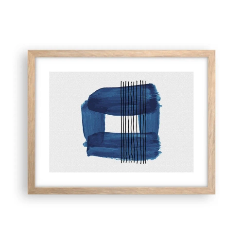 Een poster in een licht eiken lijst - Blauwe en zwarte compositie - 40x30 cm
