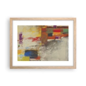 Een poster in een licht eiken lijst - Kleur geometrie - 40x30 cm