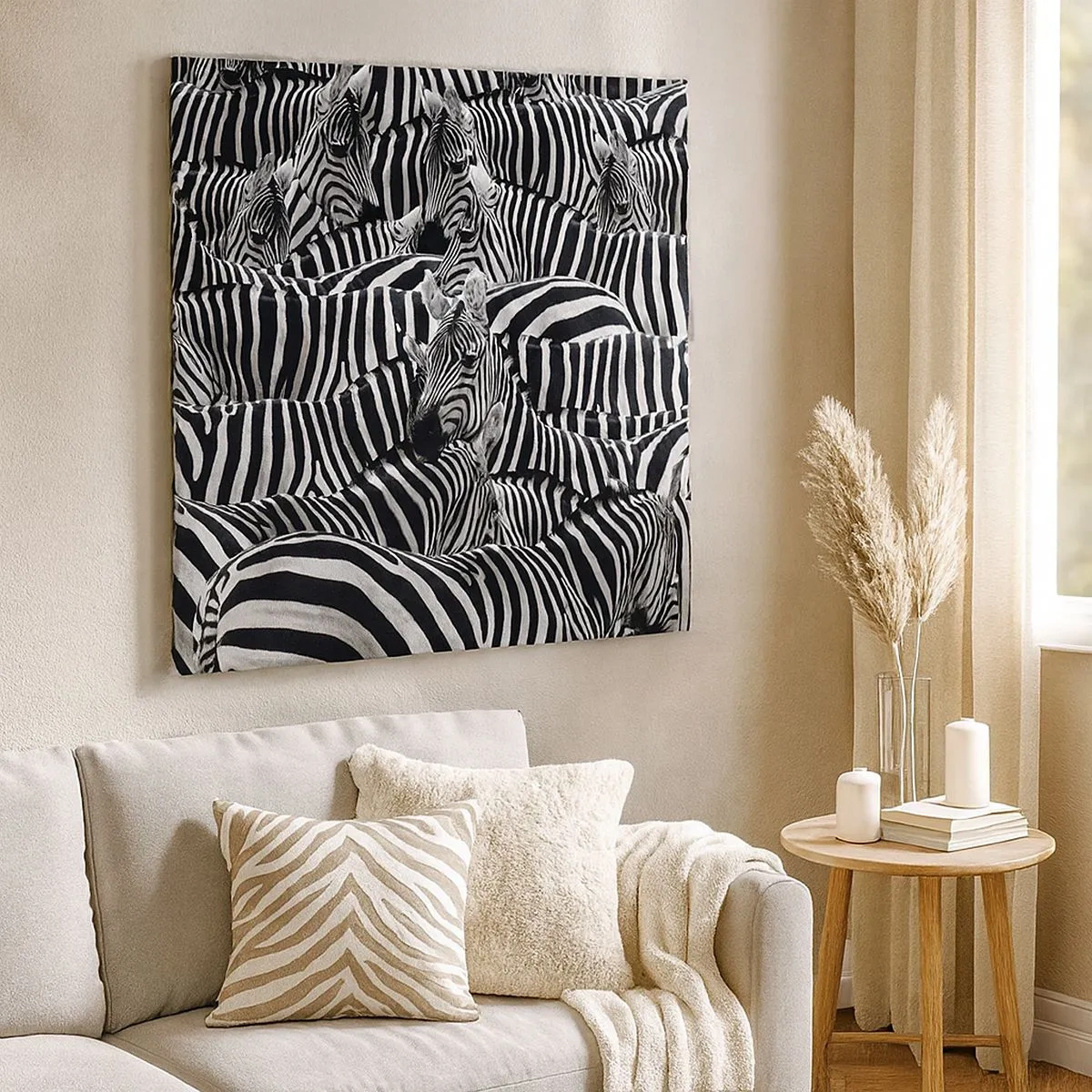 Schilderen op canvas - Groepsportret met strepen - 30x30 cm