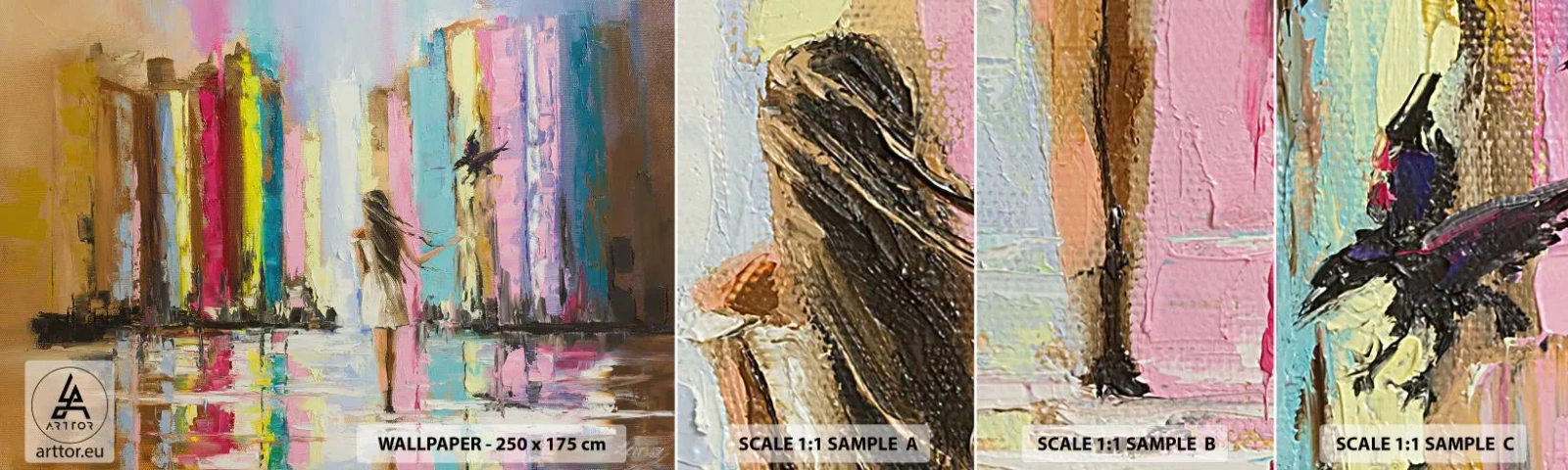 Fotobehang Monster Zelfklevend Deluxe Sticker - Volg mij - Abstractie, Meisje, Vrouw - 100x30 cm