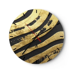 Wandklok - Klok - Abstract patroon in goud en zwart - 30x30cm - Alles vloeit - Moderne wanddecoratie voor woonkamer, keuken en slaapkamer ARTTOR