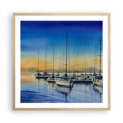 Een poster in een licht eiken lijst - Einde van een goede dag - 60x60 cm