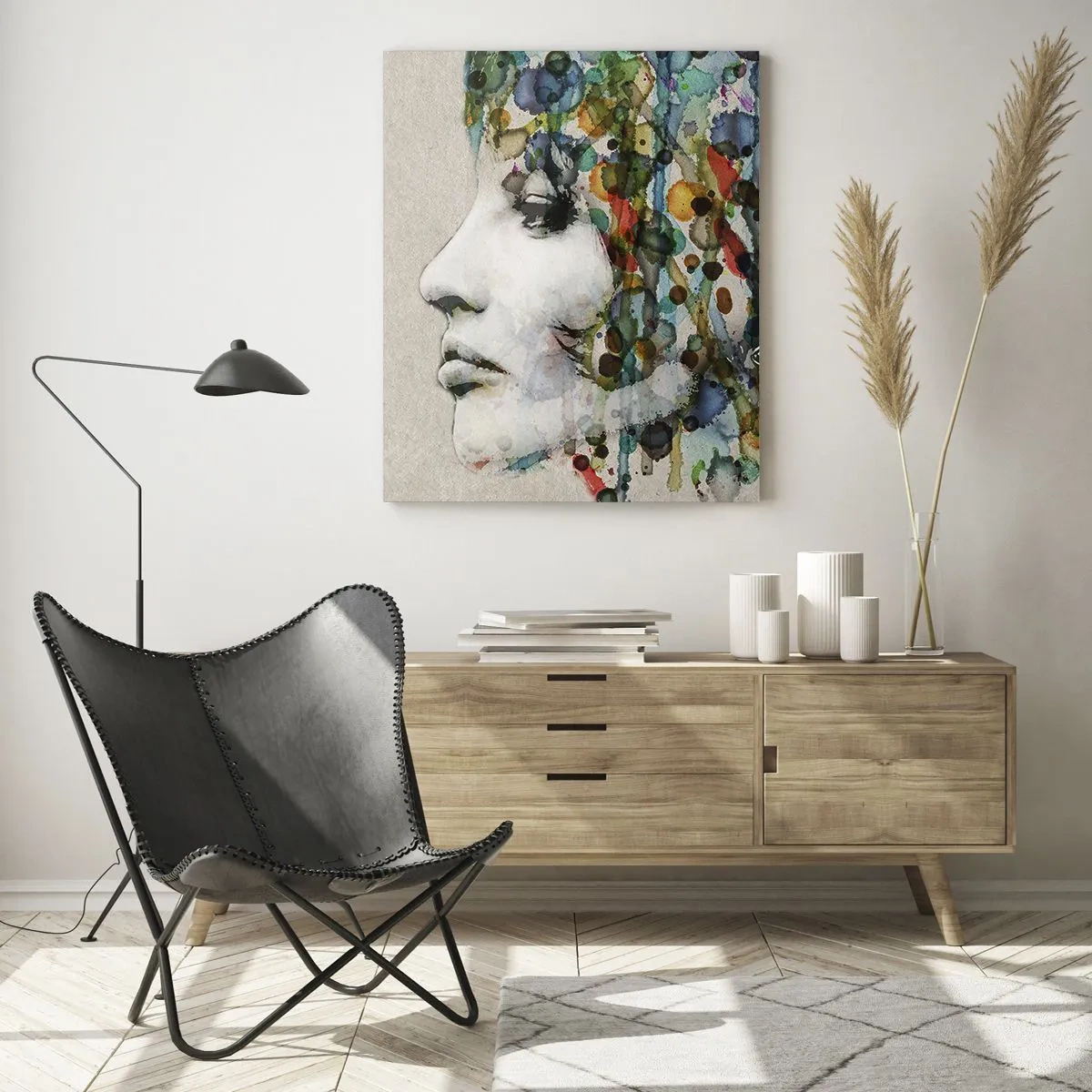 Schilderen op glas - Ze kwam uit het grijs - 80x120 cm