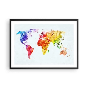 Poster in een zwarte lijst - Alle kleuren van de wereld - 70x50 cm