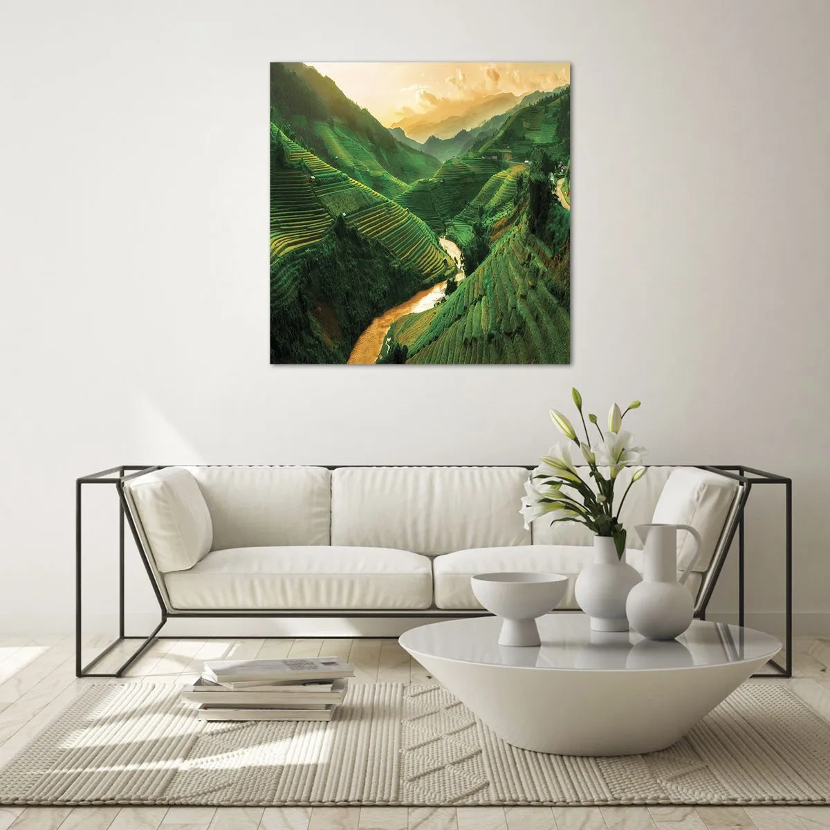 Schilderen op glas - Vietnamese vallei - 70x70 cm