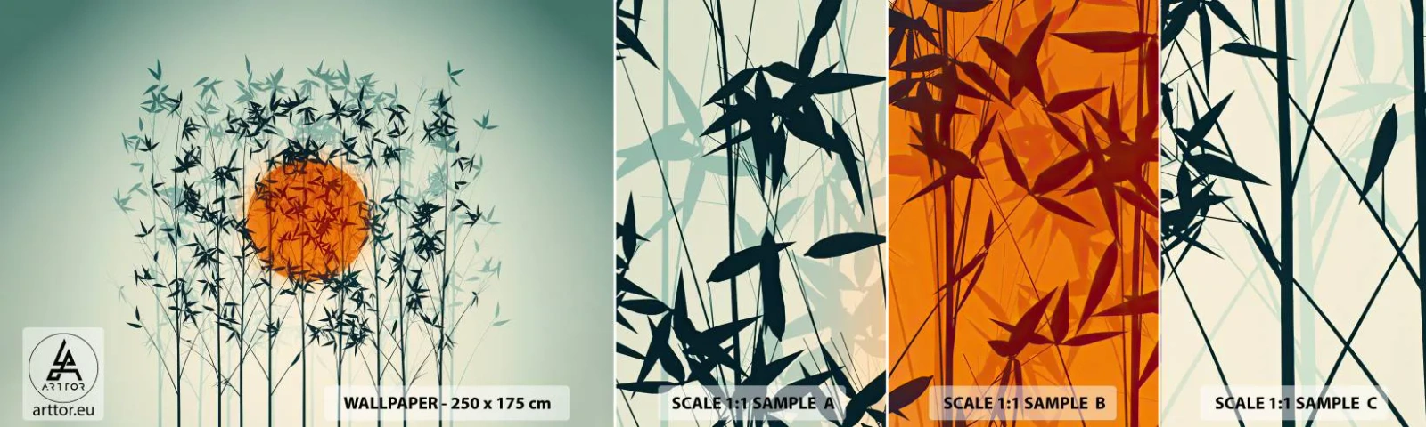 Fotobehang Staaltje Standard Eco - Japanse zon - Abstractie, Grafisch, Exotisme - 100x30 cm